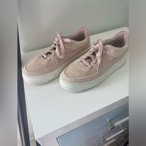 Nike Air Force One Sage Low Blush Pink Suede Sneakers - Size 8.5